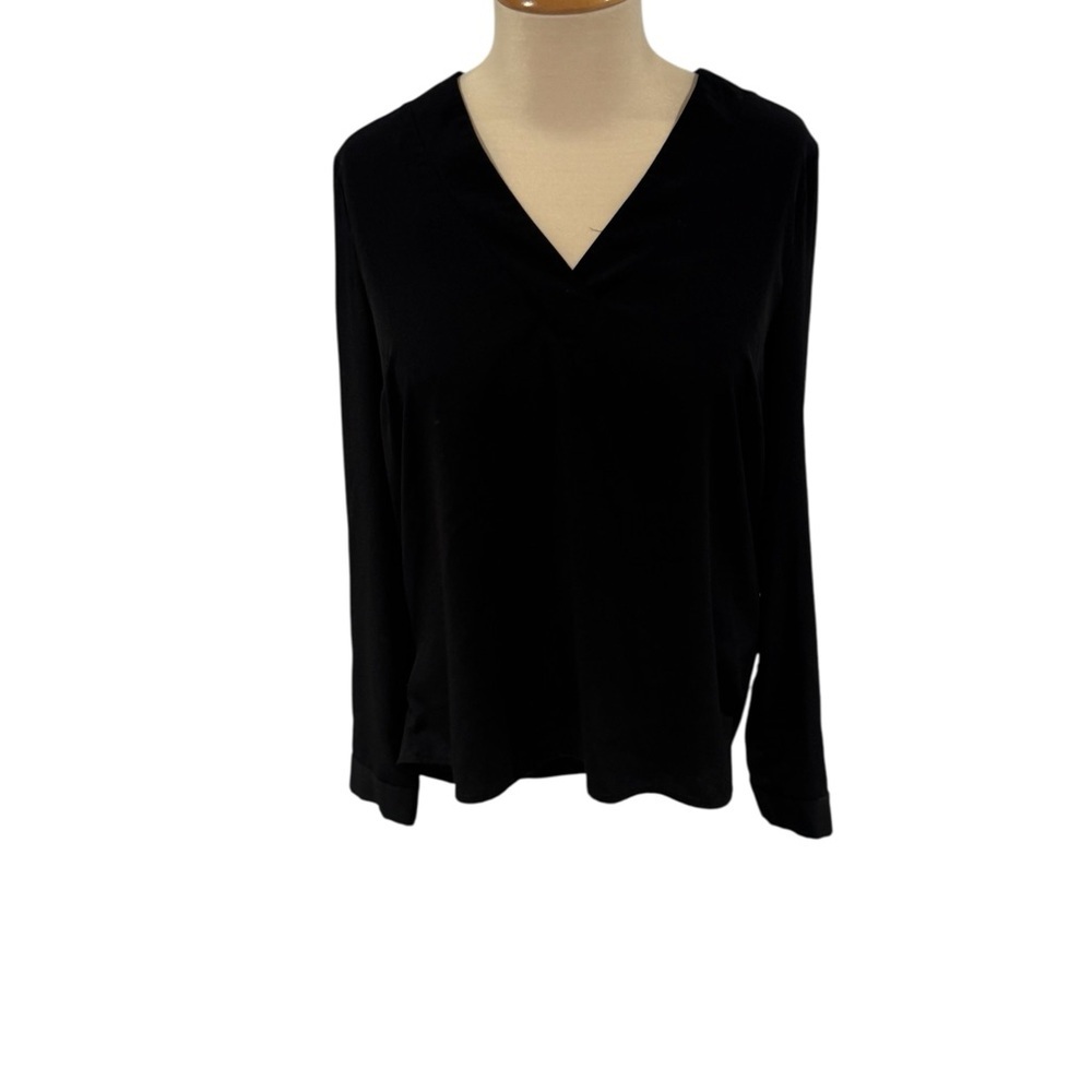 1. State Black V-Neck Blouse w/ Draped Back - size S